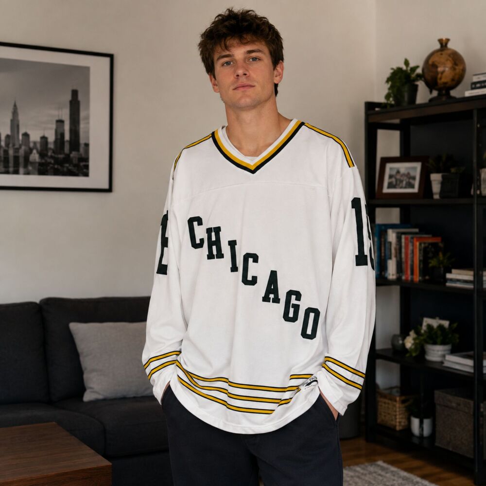 Vintage Pro Player Men's Size Medium Chicago Hockey Jersey Stadium Series White
